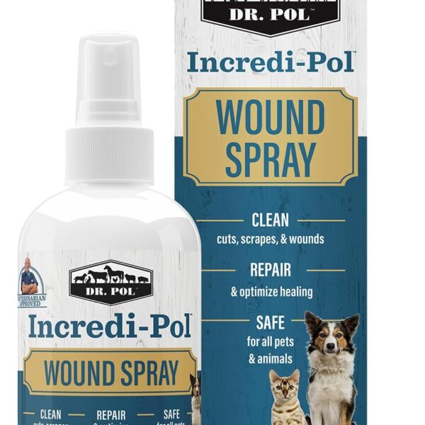 Dr. Pol Incredi-Pol Wound Spray for Dogs, Cats, Horses, and All Animals - Dog Wound Care to Clean Cuts, Scrapes, Hot Spots, and More - Repair Skin and Promote Healing - 3 Fluid Ounces