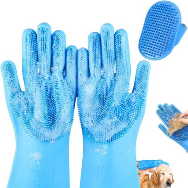 IDQQUQQ 2PCS Dog Washing Gloves and Dog Bath Brush, 2-in-1 pet Shower Set | Suitable for Dogs, Cats, Bath Massage, and pet Grooming