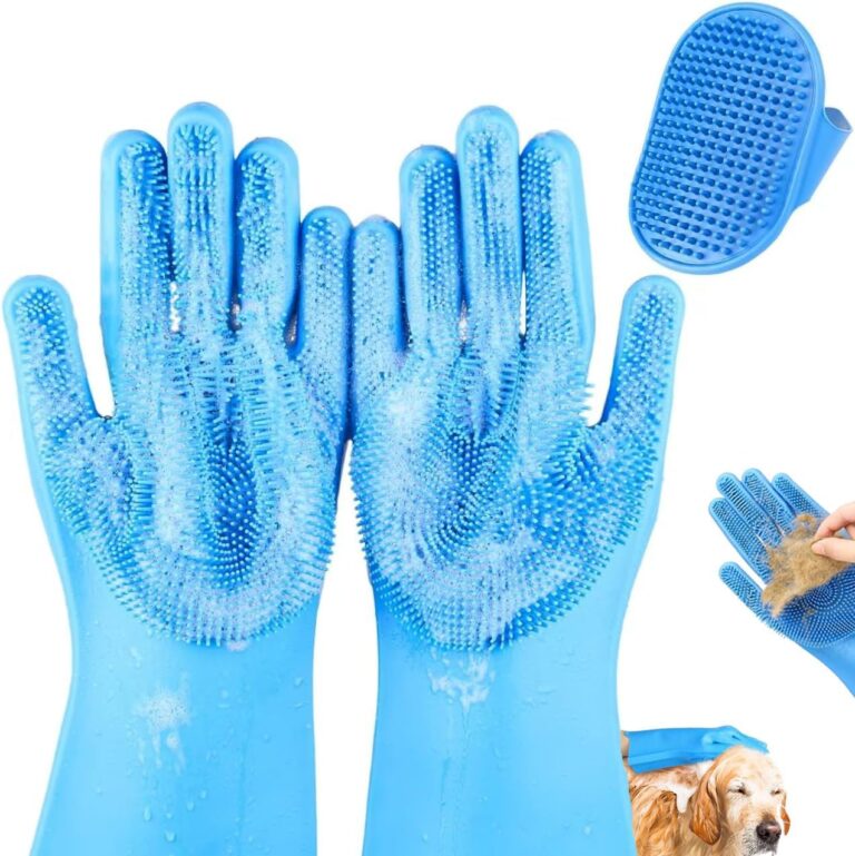 IDQQUQQ 2PCS Dog Washing Gloves and Dog Bath Brush, 2-in-1 pet Shower Set | Suitable for Dogs, Cats, Bath Massage, and pet Grooming