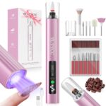 Cordless Nail Drill Electric File with UV Nail Lamp: Professional for Acrylic Gel Dip Powder Nails Portable Nail Drill Machine Kit for Manicure Pedicure Nail Set Rechargeable Lightweight