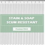 EHZNZIE Clear Shower Curtain Liner Light Weight PEVA, Shower Liner 72x72 Inches, Waterproof, No Chemical Smell with 12 Rust Proof Metal Grommets Holes for Bathroom Shower Curtain