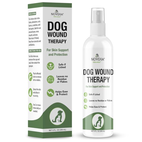 NOVEHA Dog Wound Care Spray - Hypochlorous Acid Dog Wound Spray - Itch Relief, Skin Repair, Healing Aid, Clean Wounds, Relieve Dog Skin Allergies and Other Dog Skin Problems - 8 Oz