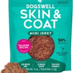 Dogswell Skin & Coat Mini Jerky Dog Treats, Salmon, 4 oz. Bag