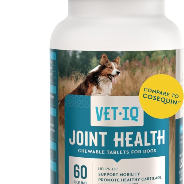 VetIQ Hip & Joint Health Supplement for Dogs, with Glucosamine, Chondroitin & MSM, Chewable Tablets for Dogs, Chicken Flavor, 60 Count