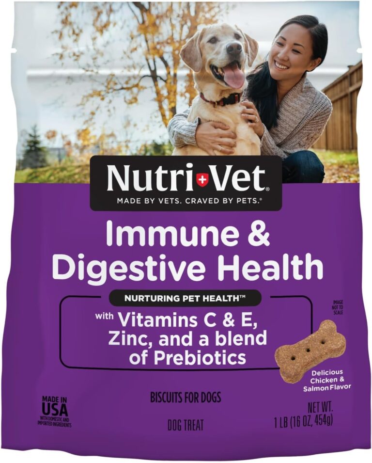 Nutri-Vet Immune & Digestive Health Biscuits, Probiotics, Dog Treat, Immune Health, Gut Health, Small Sized Biscuits, Prebiotic & Postbiotic Dog Treat, Puppy Essentials, 16 oz Bag