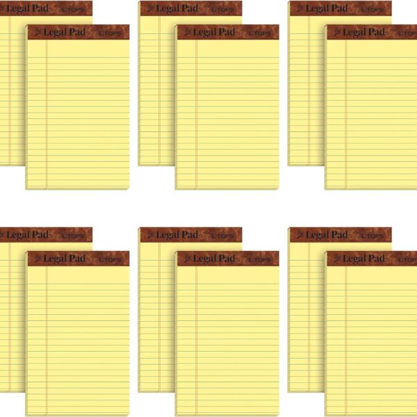 TOPS 5 x 8 Legal Pads, 12 Pack, The Legal Pad Brand, Narrow Ruled, Yellow Paper, 50 Sheets Per Writing Pad, Made in the USA (7501)
