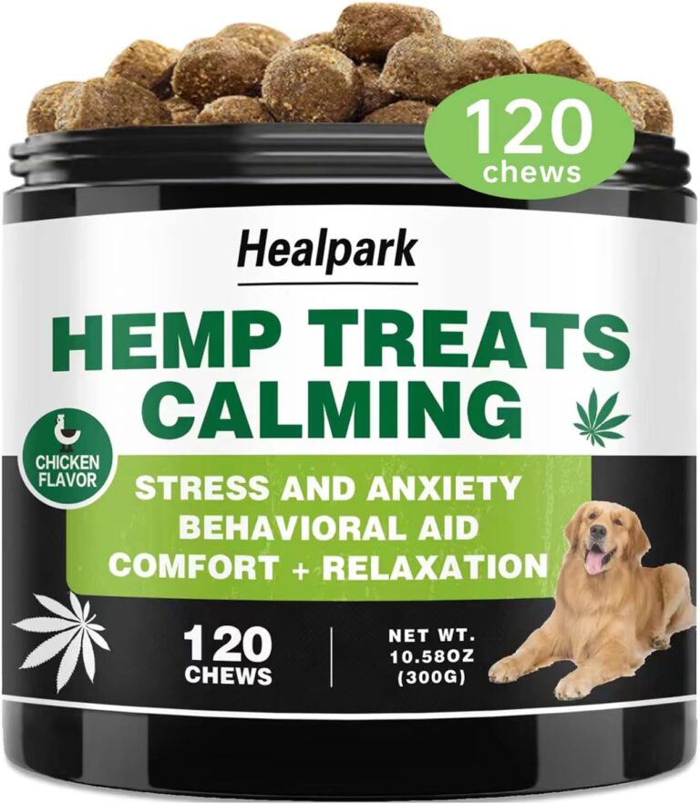Hemp Calming Chews for Dogs with Anxiety and Stress - Dog Anxiety Relief, Separation, Storms, Barking - Melatonin, Hemp Oil, Valerian Root, L-Tryptophan, Chamomile -120 Dog Calming Treats - Chicken