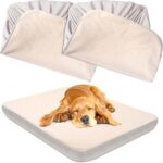 Dog Bed Covers Replacement Washable 100% Waterproof Dog Bed Sheets, Soft & Noiseless Pet Bed Cover, 2 Pack, 30" x 20" Beige