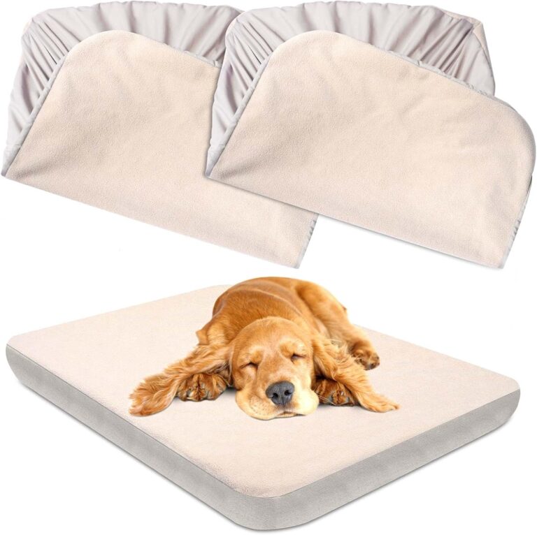 Dog Bed Covers Replacement Washable 100% Waterproof Dog Bed Sheets, Soft & Noiseless Pet Bed Cover, 2 Pack, 30" x 20" Beige