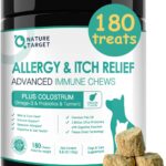 NATURE TARGET Dog Allergy Chews - Dog Allergy Relief, for Skin, Coat, Anti-Itch, Seasonal Allergies, Scratching, Pawlicking, 180 Freeze Dried Chews