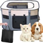 Dog Cat Playpen, Puppy Pet Playpen Indoor for Small Dogs Tent Crates Cage Outdoor, Portable Pop Up Dog Kennel Playpen Cat Tent for Dogs/Cats/Rabbits, Removable Zipper Top, Grey (Large(26"x26"x18"))