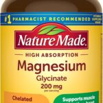 Nature Made Magnesium Glycinate 200 mg per Serving, Magnesium Supplement for Muscle, Heart, Nerve and Bone Support, 60 Magnesium Bisglycinate Capsules, 30 Day Supply