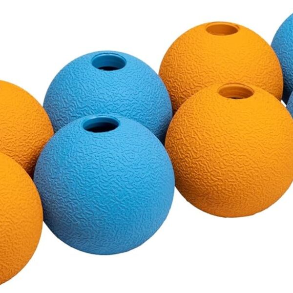 Amazon Basics Dog Toys, Interactive Fetch Rubber Balls, (Pack of 10), 2.5 inch, Multi-Color Blue/Orange