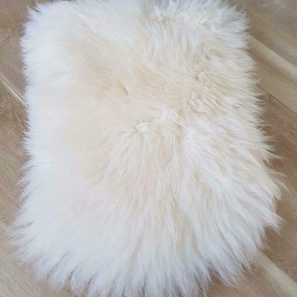 Asuprui Pet Bed Mat 100% Sheepskin Pup Rug Deluxe Dog Crate Pad Ultra Soft Durable Self Warming Kennel Mattress for Dogs and Cats Ivory 18x12 Inches