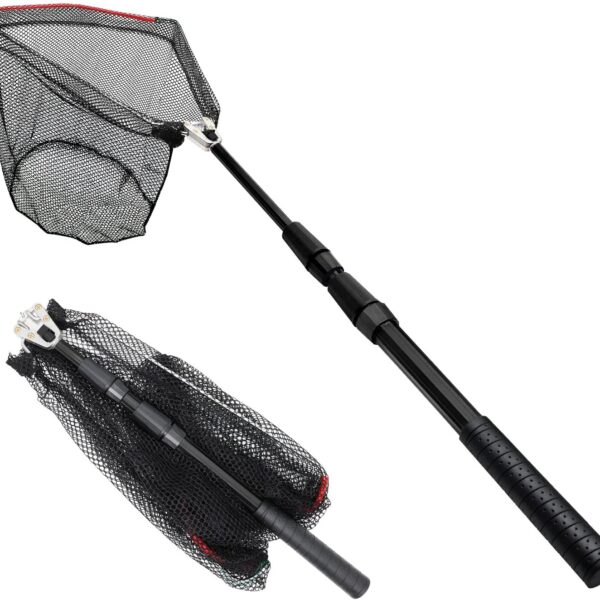 SAN LIKE Fishing Net Fish Landing Net Collapsible Fish Net with Anti-Slip Telescoping Rubber Pole Handle for Kids Adults in Saltwater Freshwater Multi-Size Extending to 37/42/43/51/69/71/89/98inch