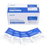 OWELL Prep Pads - 100 Individually Wrapped Sterile Alcohol Wipes, Medium 2-Ply Antiseptic Wipes for Disinfecting Skin, First Aid Kit Alcohol Swabs (100 Count)