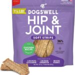 DOGSWELL Hip & Joint Dog Treats 100% Meaty, Grain Free, Glucosamine Chondroitin & Omega 3, Chicken Soft Strips 20 oz