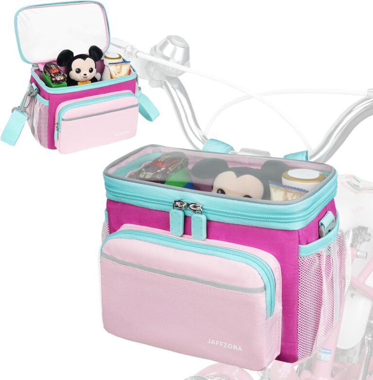 Jaffzora Kids Bike Basket, Front Frame Handlebar Bag for Toddler Scooter Tricycle Bicycle, Cute Small Fabric Bicycle Basket for Boys & Girls,