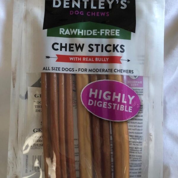 Dentleys`s Rawhide-Free Chew Sticks with Real Bully Highly Digestible 5-6 inch Sticks