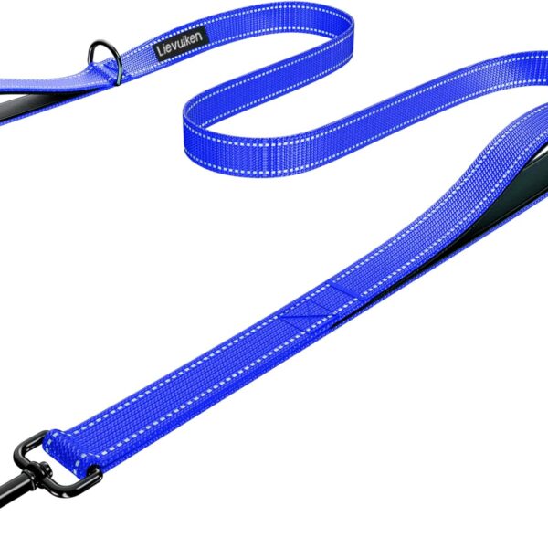 Dog Leash 6ft Long, Double Handle Dog Leash for Safety Control Training, Heavy Duty Dog Leads with Traffic Padded Handles, Reflective Leashes for Small Medium Large Dogs(6ft, Navy Blue)