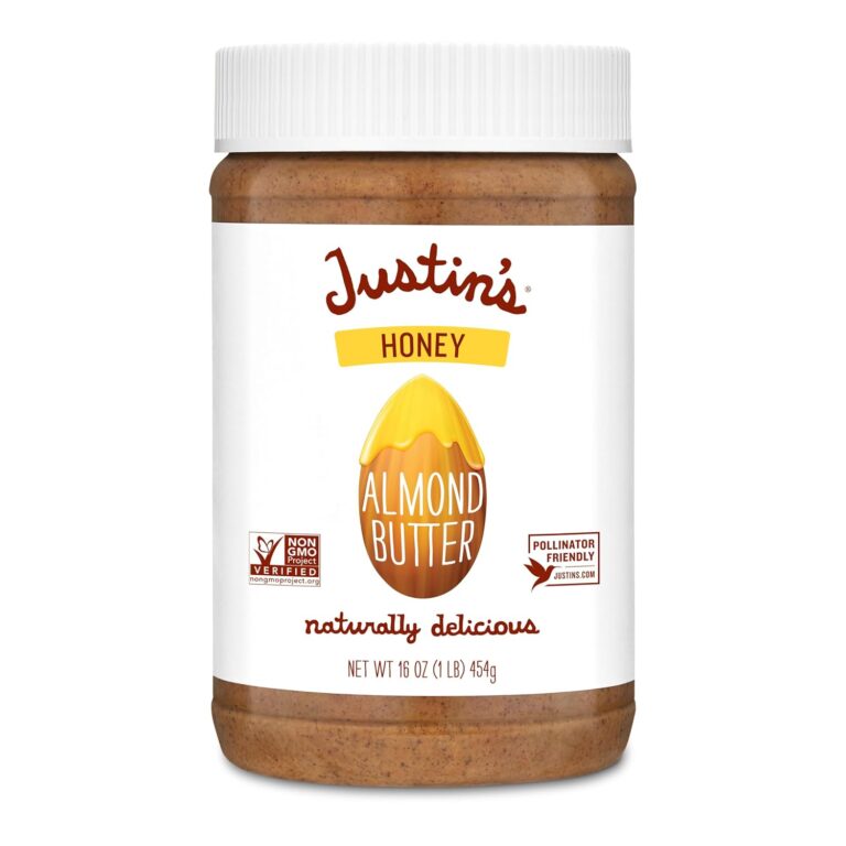 Justin's Honey Almond Butter, No Stir, Gluten-free, Non-GMO, Responsibly Sourced, 16 Ounce Jar