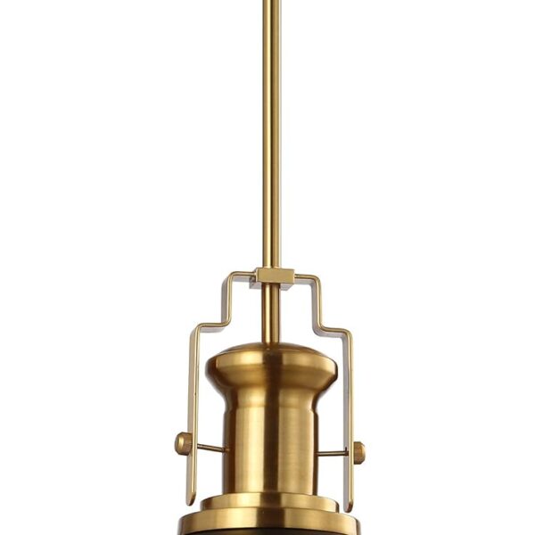 JONATHAN Y JYL9536A 13" Modern Industrial Dome Pendant Light, Farmhouse Hanging Light Fixture in Black and Brass Gold, Adjustable Height Metal Lighting for Kitchen Island, Dining Room, Entryway