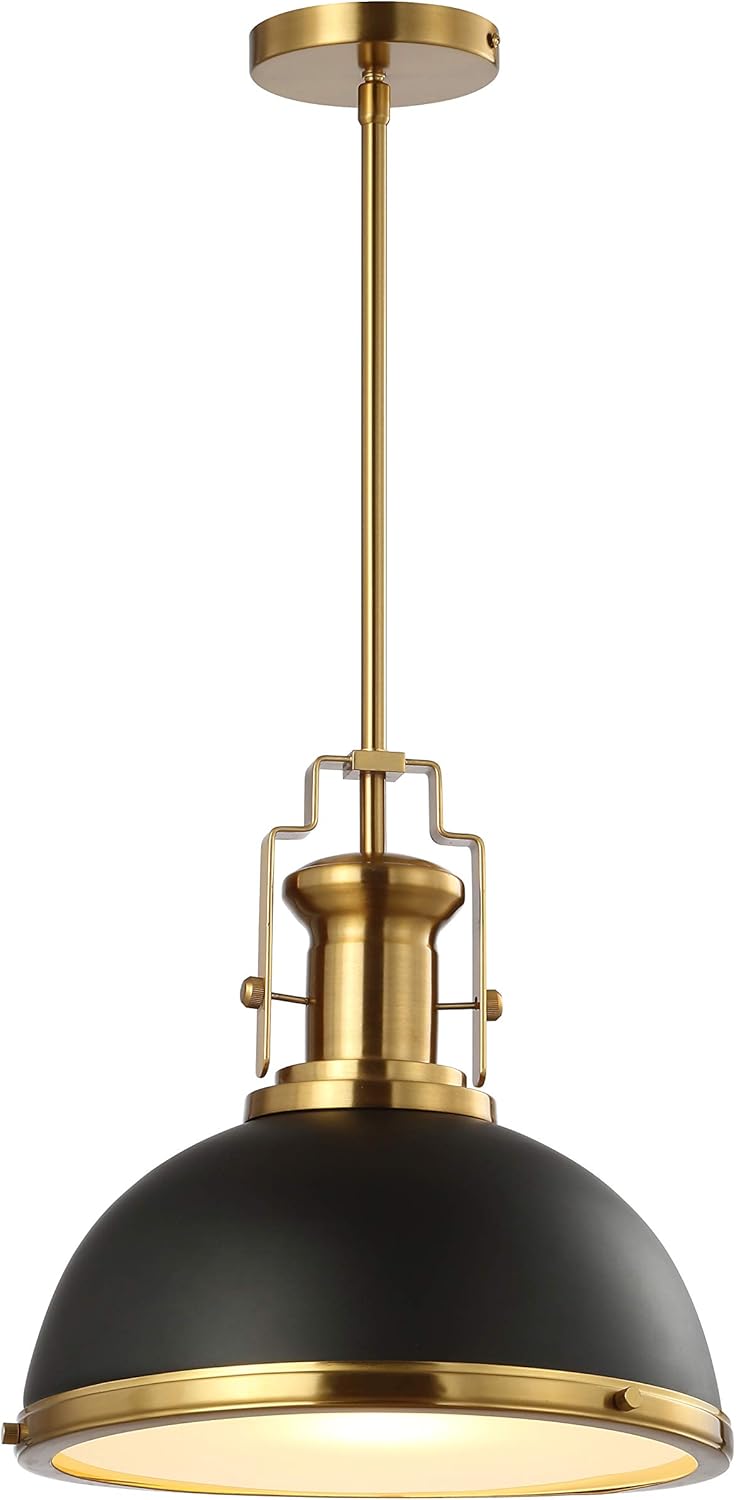 JONATHAN Y JYL9536A 13" Modern Industrial Dome Pendant Light, Farmhouse Hanging Light Fixture in Black and Brass Gold, Adjustable Height Metal Lighting for Kitchen Island, Dining Room, Entryway JONATHAN Y JYL9536A 13" Modern Industrial Dome Pendant Light, Farmhouse Hanging Light Fixture in Black and Brass Gold, Adjustable Height Metal Lighting for Kitchen Island, Dining Room, Entryway