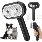 Cat Steam Brush for Grooming and Shedding for Long and Short Hair Pets Deshedding and Hair Removal tool for Dogs & Cats Self Cleaning 4 in 1 Massaging Pet Spray Spritz Defur Comb