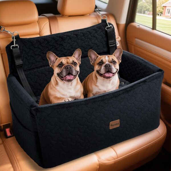 Dog Car Seat for Large Medium Dogs up to 60 lbs  Elevated Dog Booster Seat for Cars with Extra-Safe 14in High Front, Memory Foam Cushion, Washable Cover, Backseat Pet Car Bed (Black)