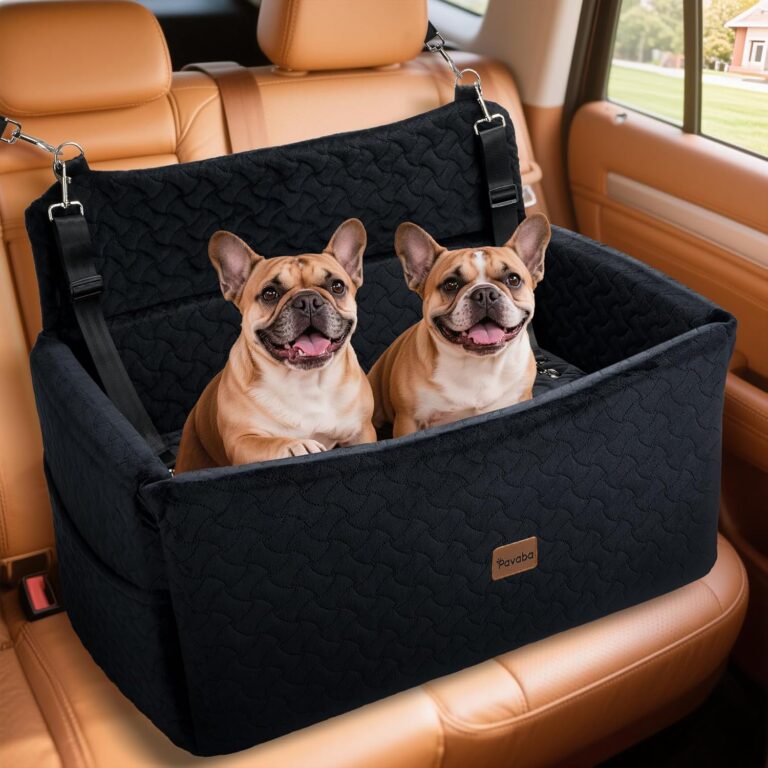 Dog Car Seat for Large Medium Dogs up to 60 lbs  Elevated Dog Booster Seat for Cars with Extra-Safe 14in High Front, Memory Foam Cushion, Washable Cover, Backseat Pet Car Bed (Black)