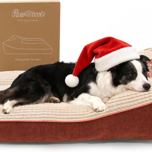 Pawccoli Dog Beds Large Sized Dog - Comfy Flat Pet Beds with Removable Washable Cover, Orthopedic Foam Puppy Mat with Pillow Suitable for Pet Up to 65 lbs(36''24''5'')