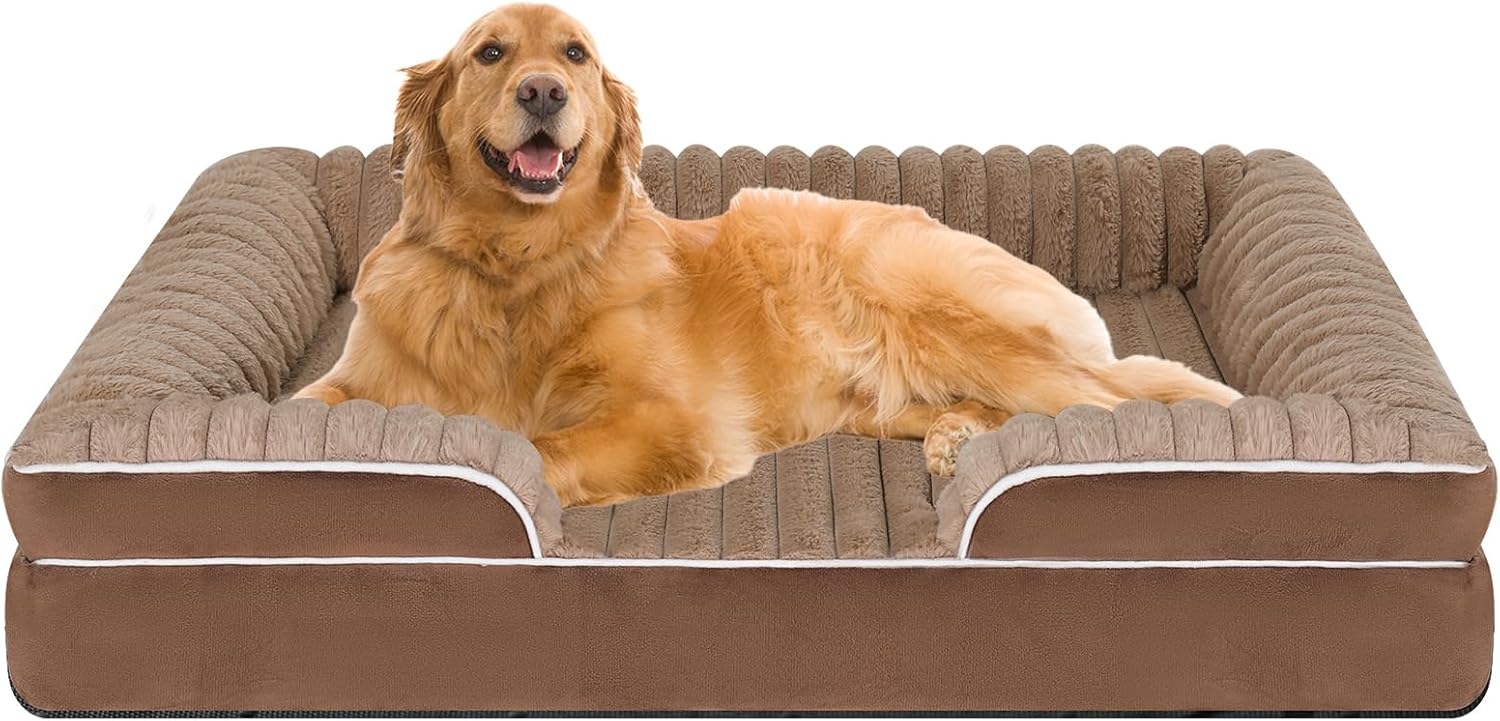 Orthopedic Dog Bed for Large Medium Sized, Washable Memory Foam Large Dog Bed Premium Soft Corduroy Fleece, Durable Medium Pet Sofa with Removable Cover, Washable Waterproof Pet Couch Beds(Brown,XXL) Orthopedic Dog Bed for Large Medium Sized, Washable Memory Foam Large Dog Bed Premium Soft Corduroy Fleece, Durable Medium Pet Sofa with Removable Cover, Washable Waterproof Pet Couch Beds(Brown,XXL)