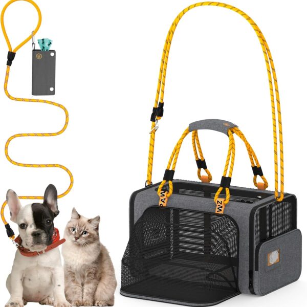 PAWZIDEA Expandable Pet Carrier Airline Approved, 181111 Inches Small Dog Carriers, Collapsible Top-Load Cat Carrier for 2 Cats Under Seat, Soft-Sided Puppy & Animal Travel Bag, ID Card, Up to 15lbs