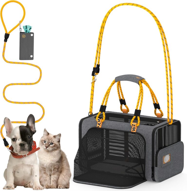 PAWZIDEA Expandable Pet Carrier Airline Approved, 181111 Inches Small Dog Carriers, Collapsible Top-Load Cat Carrier for 2 Cats Under Seat, Soft-Sided Puppy & Animal Travel Bag, ID Card, Up to 15lbs