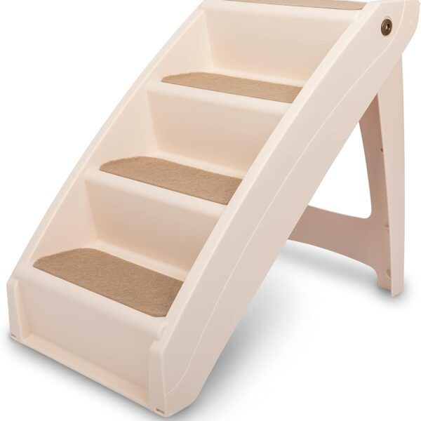 PetSafe CozyUp Folding Dog Stairs, Portable Indoor/Outdoor Pet Steps for Bed, Couch & Car, Tan, 20 Inch