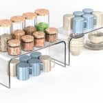 Clear Cabinet Shelf Organizers, 2 Pack Shelf Risers Kitchen Cabinets, Spice Rack for Dishes, Soda Cans and Cup11.8 x 4.72 x 4.72 Inch