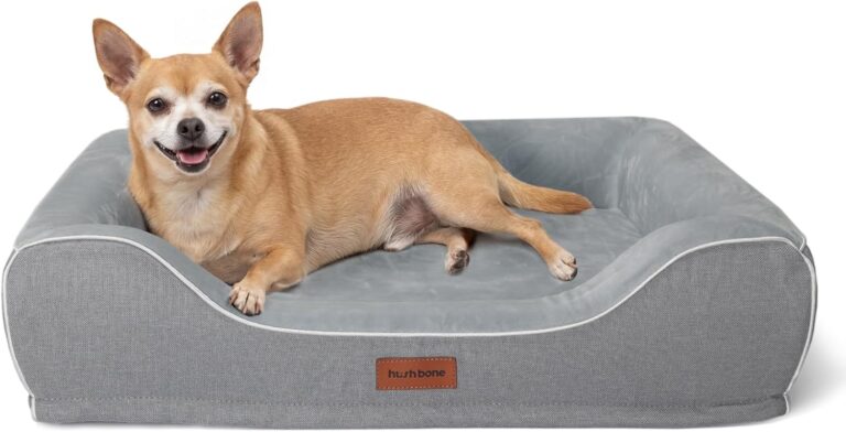 hush bone 24 Inch Orthopedic Dog Couch Bed for Small Dogs/Cats,Cooling Gel Memory Foam + Egg Crate Foam,Waterproof Removable Washable Cover,4-Sided Bolster,Non-Slip Bottom,Grey