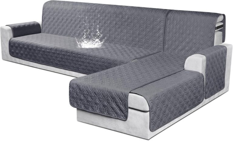 VANSOFY Sectional Couch Covers 100% Waterproof L Shaped Sofa Slipcover 3pcs Reversible Chaise Lounge Cover for Sectional Sofa Furniture Protector Cover for Pets Dog Cat(X-Large, Dark Gray)