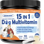 ZEBORA Dog Multivitamin Powder with Glucosamine, Dog Vitamins and Supplements for Immune Support, Skin and Coat Supplement with Omega 3 for Allergy Relief, Probiotics for Digestive & Gut Health