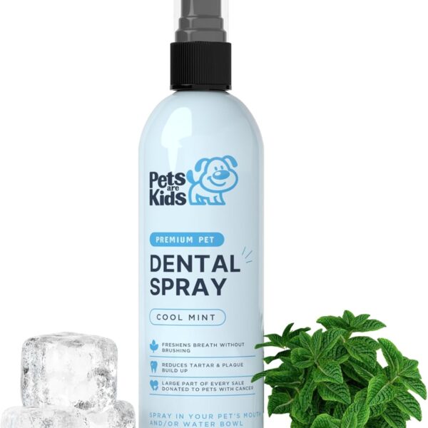 Pets are Kids Dog Dental Spray - 8oz Premium Dog Breath Spray & Dental Care - Natural Breath Freshener, Fights Tartar, Plaque & Gum Disease, Mouthwash for Dogs & Cats - Mint Formula Water Additive