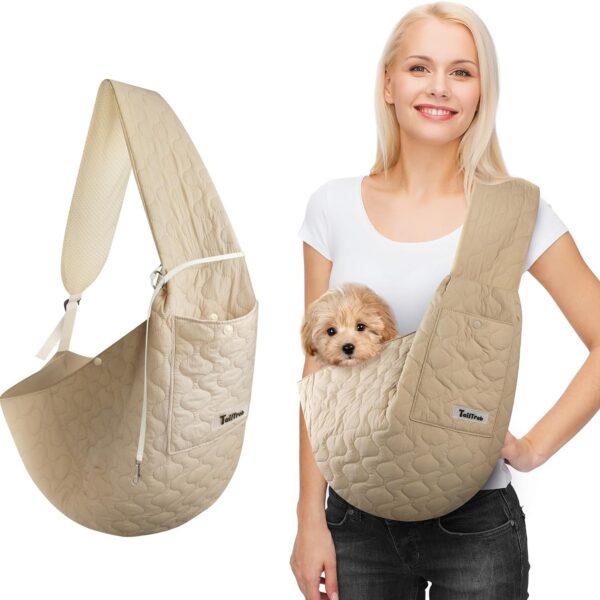 JourCraf Dog Sling for Small Dogs, Front Dog Sling Carrier, Padded Adjustable Pet Soft Carrier with Adjustable Shoulder Strap, Travel Safety Harness Machine Washable for Small Cats Puppy Outdoor