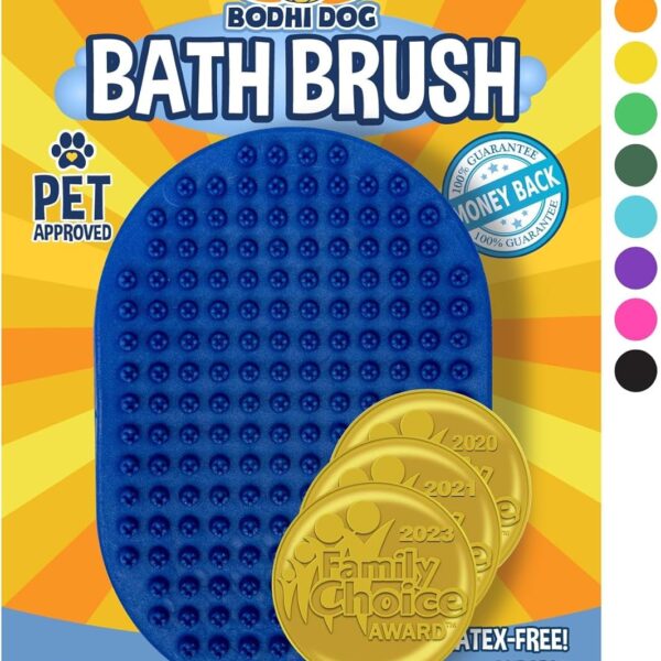 Bodhi Dog Shampoo Brush - Pet Grooming & Bath Supplies for Dogs and Cats - Bath Brush for Long & Short Hair - Premium Scrubber for Shower, Bathing & Massage (One Pack, Blue)