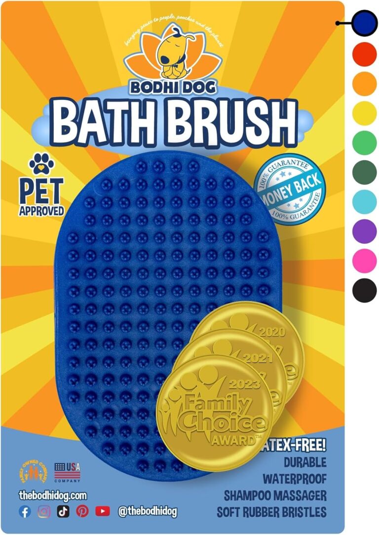 Bodhi Dog Shampoo Brush - Pet Grooming & Bath Supplies for Dogs and Cats - Bath Brush for Long & Short Hair - Premium Scrubber for Shower, Bathing & Massage (One Pack, Blue)