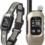 2-in-1 Dog Bark & Shock Collar  4500FT Dog Training Collar with Remote, 3 Training Modes & LED Light, IPX8 Waterproof E Collars with Anti-Barking for Small Medium Large Dog (Titanium)
