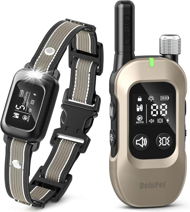 2-in-1 Dog Bark & Shock Collar  4500FT Dog Training Collar with Remote, 3 Training Modes & LED Light, IPX8 Waterproof E Collars with Anti-Barking for Small Medium Large Dog (Titanium)