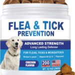 Flea and Tick Prevention for Dogs Chewables 200 Soft Treats - Flea and Tick Chews Supplement, Vet Recommended Supplement Chews, Skin & Coat Support for Dogs, Puppies, All Breeds & Sizes