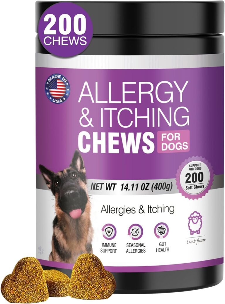 TTLXRL Dog Allergy Chews - Dog Allergy and Itching Skin Relief Anti Itch Aller Immune Bites for Dogs Licking Paws Relief Itchy Chew Probiotics Vitamins for Skin and Coat Allergies - (Lamb, 200 Ct)