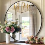 Round Wall Mirror, 20 inch Black Circle Mirror, Black Metal Frame Round Mirrors, Circle Wall Mounted Mirrors for Bathroom, Living Room, Bedroom, Entryway, Vanity