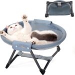 KITTY KINGDOM Elevated Cat Hammock Bed, Foldable No-Assembly Cat Bed with Breathable Mesh for Indoors and Outdoors Use, Lightweight Raised Pet Bed for Cats and Small Dogs