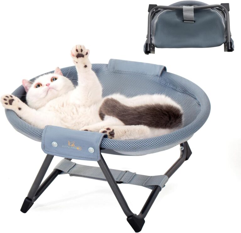 KITTY KINGDOM Elevated Cat Hammock Bed, Foldable No-Assembly Cat Bed with Breathable Mesh for Indoors and Outdoors Use, Lightweight Raised Pet Bed for Cats and Small Dogs